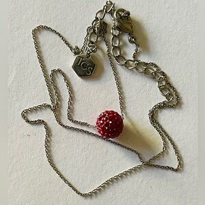 TCS touchstone by Swarovski Silver Necklace with Red Crystal Bead pendant